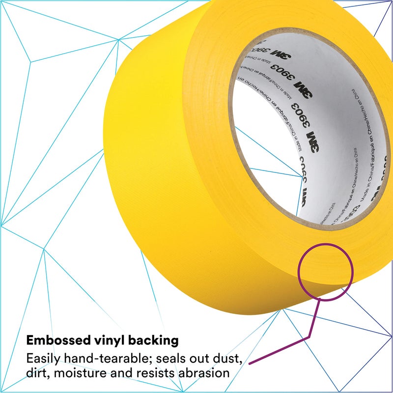 3M Vinyl Duct Tape 3903, 2 in x 50 yd, 7.3 mil, Individually Wrapped Conveniently Packaged, Yellow - Image 3